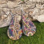 Boucles d'oreilles - liège - motifs mandane - vue de devant