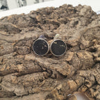 Boucles d'oreilles clip - noir doré - vue de devant 