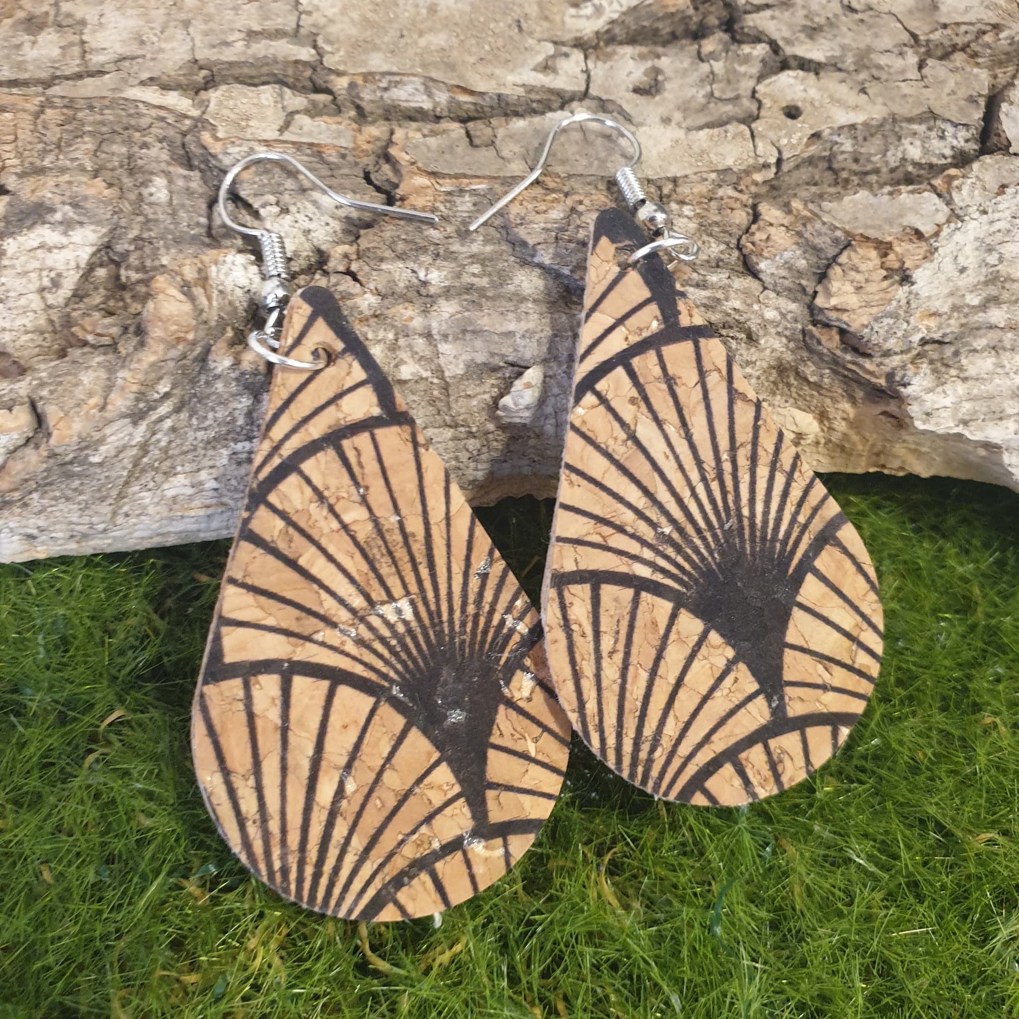 Boucles d'oreilles liège - forme géométrique - fait-main - alsace