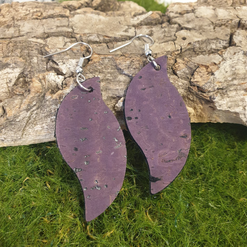 Boucles d’oreilles Sélène en liège feuille