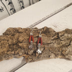 Boucles d’oreilles en liège rouge Éléphina avec breloque éléphant - idées cadeaux