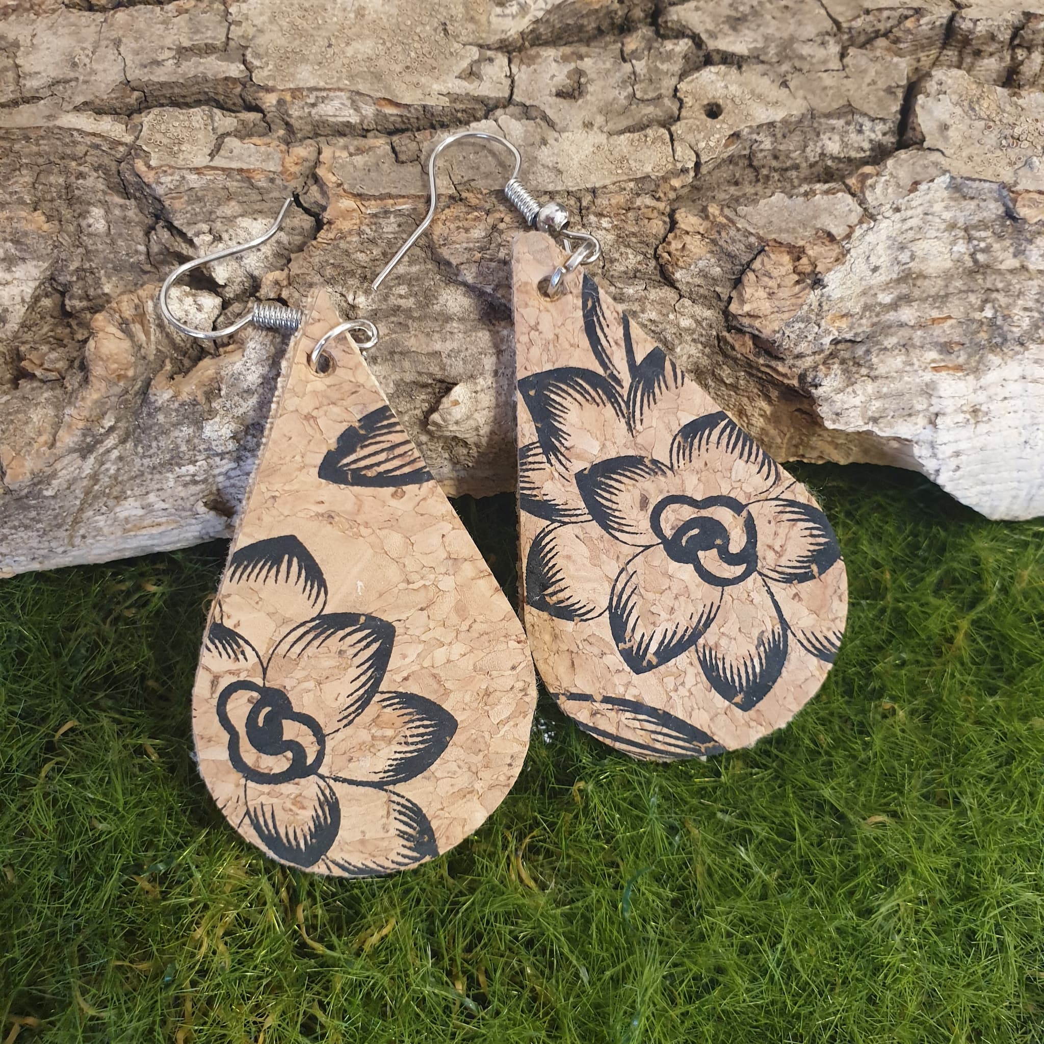 Boucles d'oreilles liège - fait-main alsace