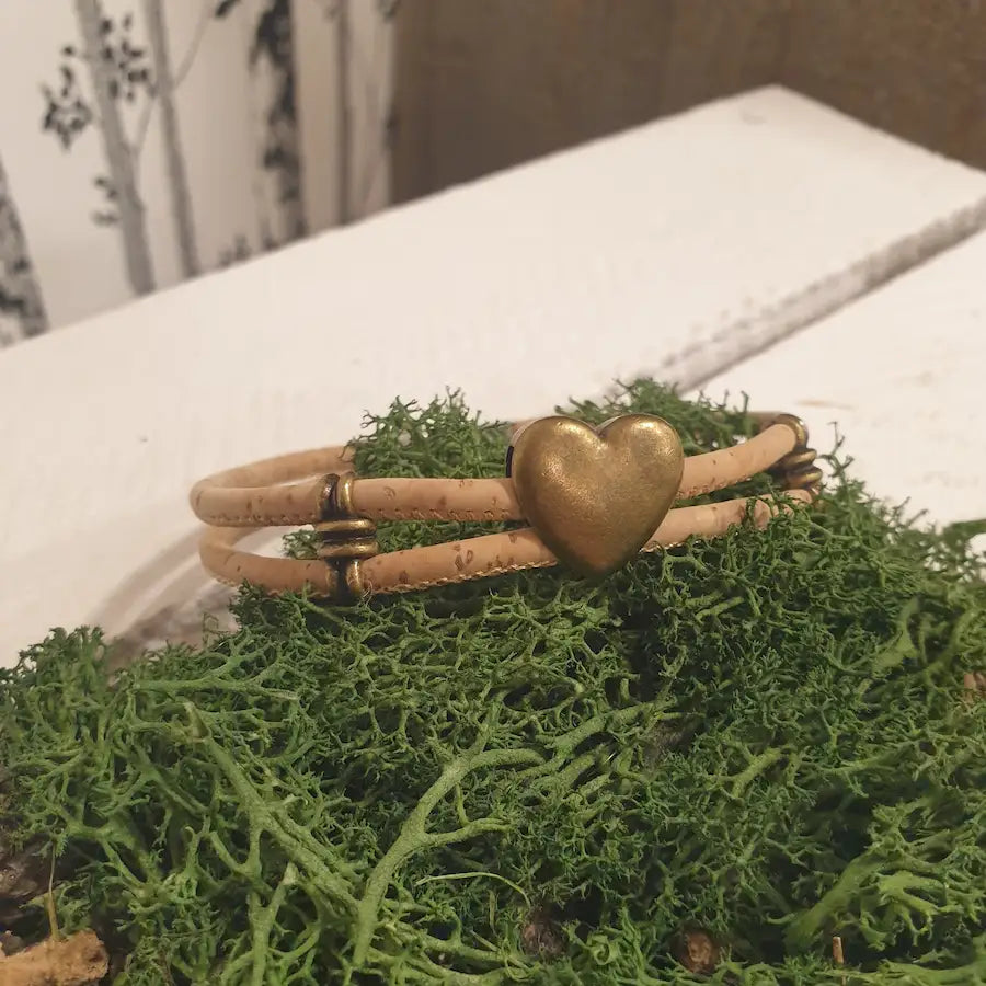 détail breloque coeur laiton bracelet amore