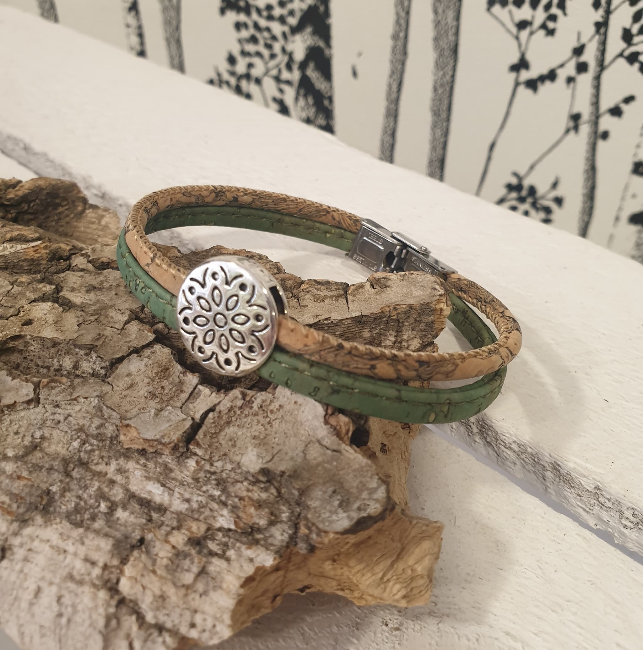 Bracelet Floria en liège avec fleur