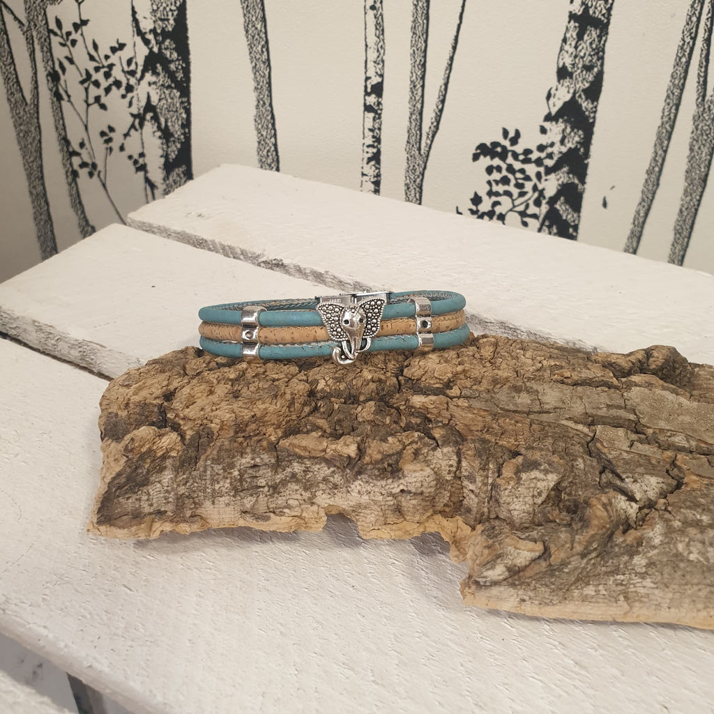 Bracelet Eléa en liège avec éléphant