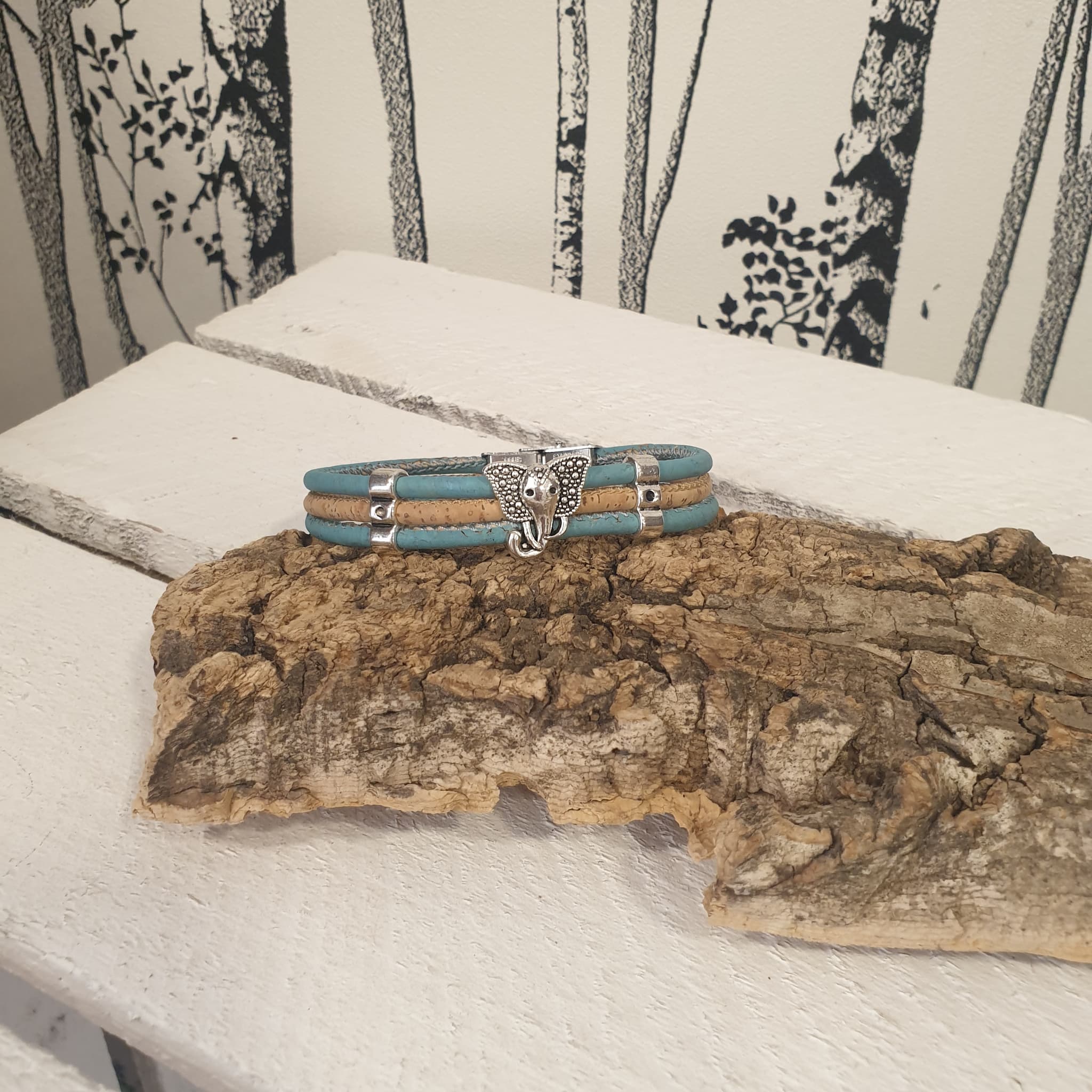 Bracelet Eléa en liège avec éléphant