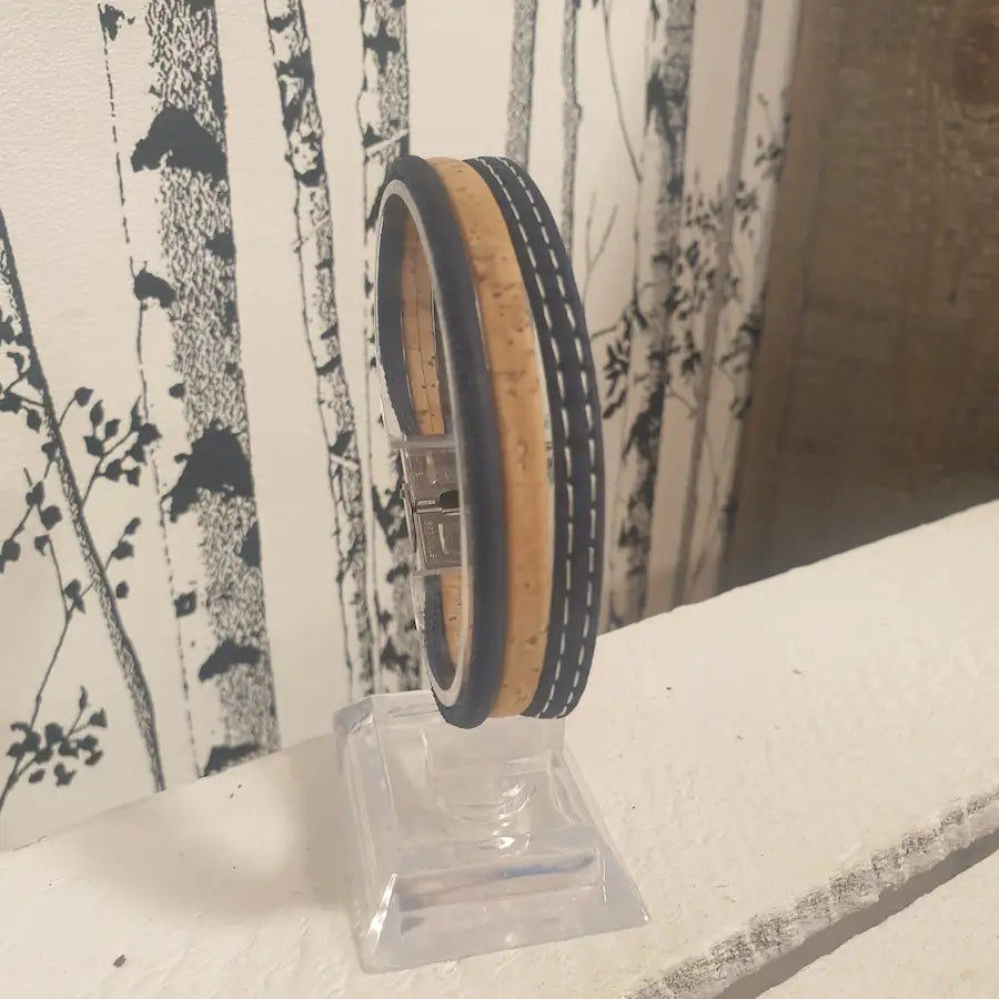 BRACELET EN LIEGE BLEU MARINE 