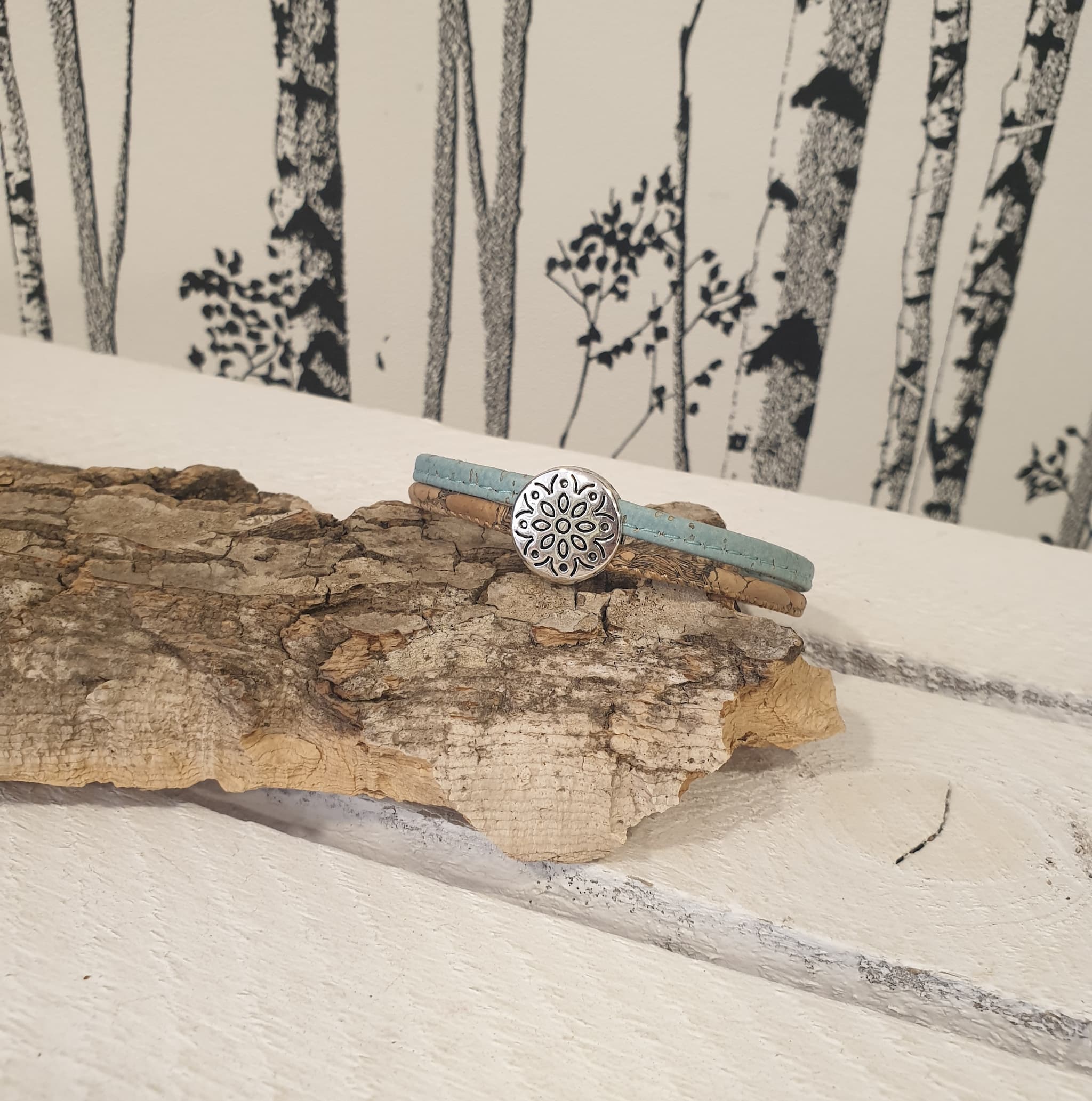 Bracelet Floria en liège avec fleur