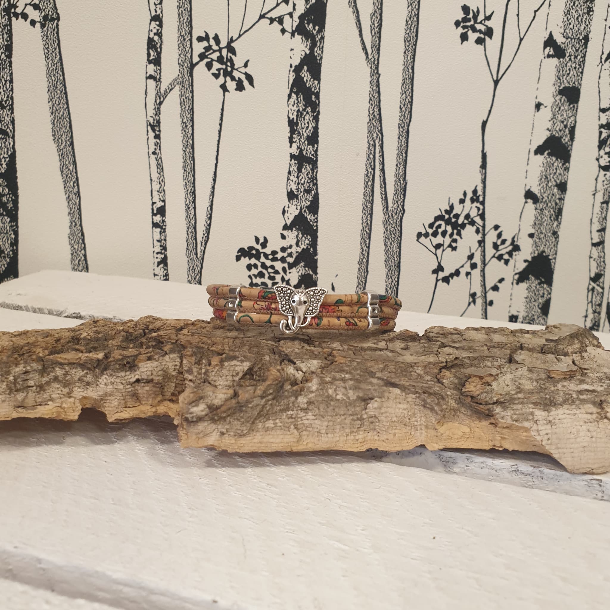 Bracelet Eléa en liège avec éléphant