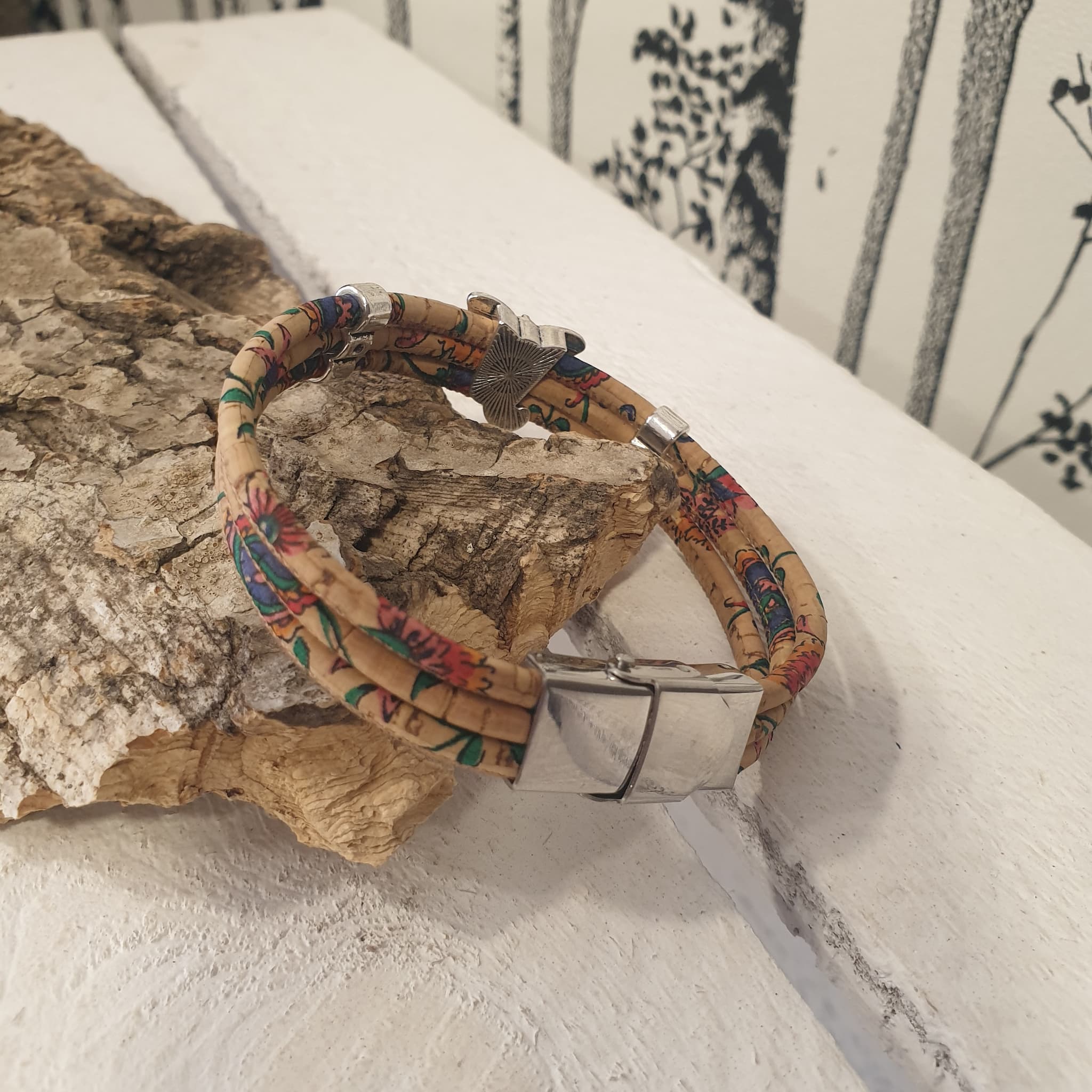 Bracelet Eléa en liège avec éléphant