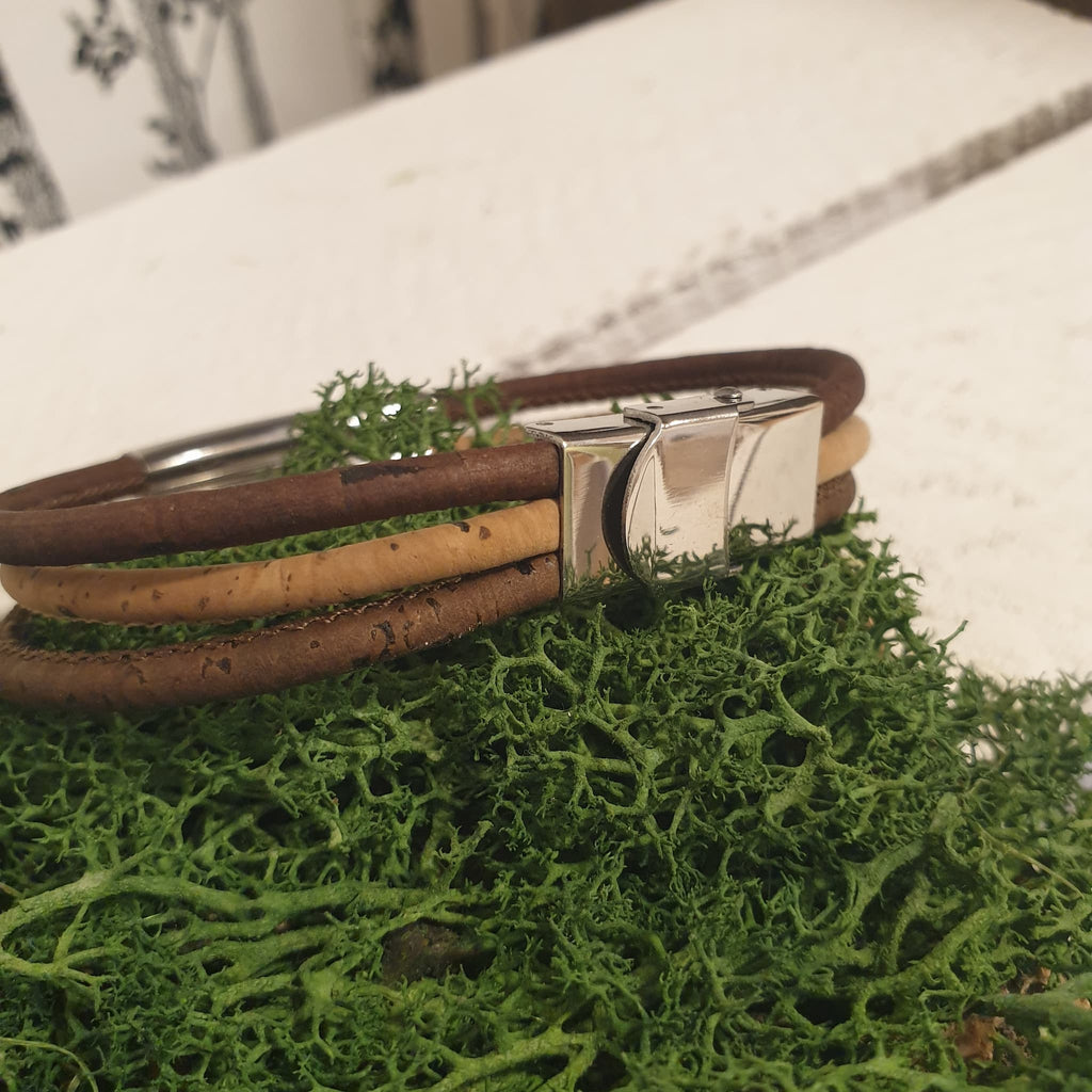 Détail fermoir acier inoxydable bracelet liège