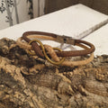 Bracelet infini - marron et naturel -creation alsace - vue de devant