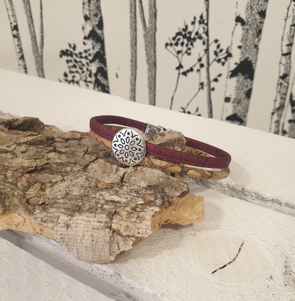 Bracelet Floria en liège avec fleur