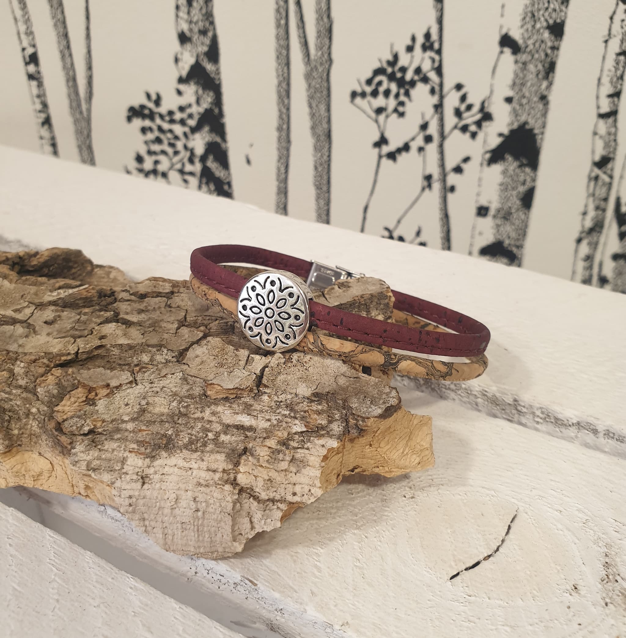 Bracelet Floria en liège avec fleur