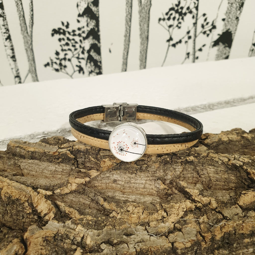 Bracelet fait -main en liège avec cabochon