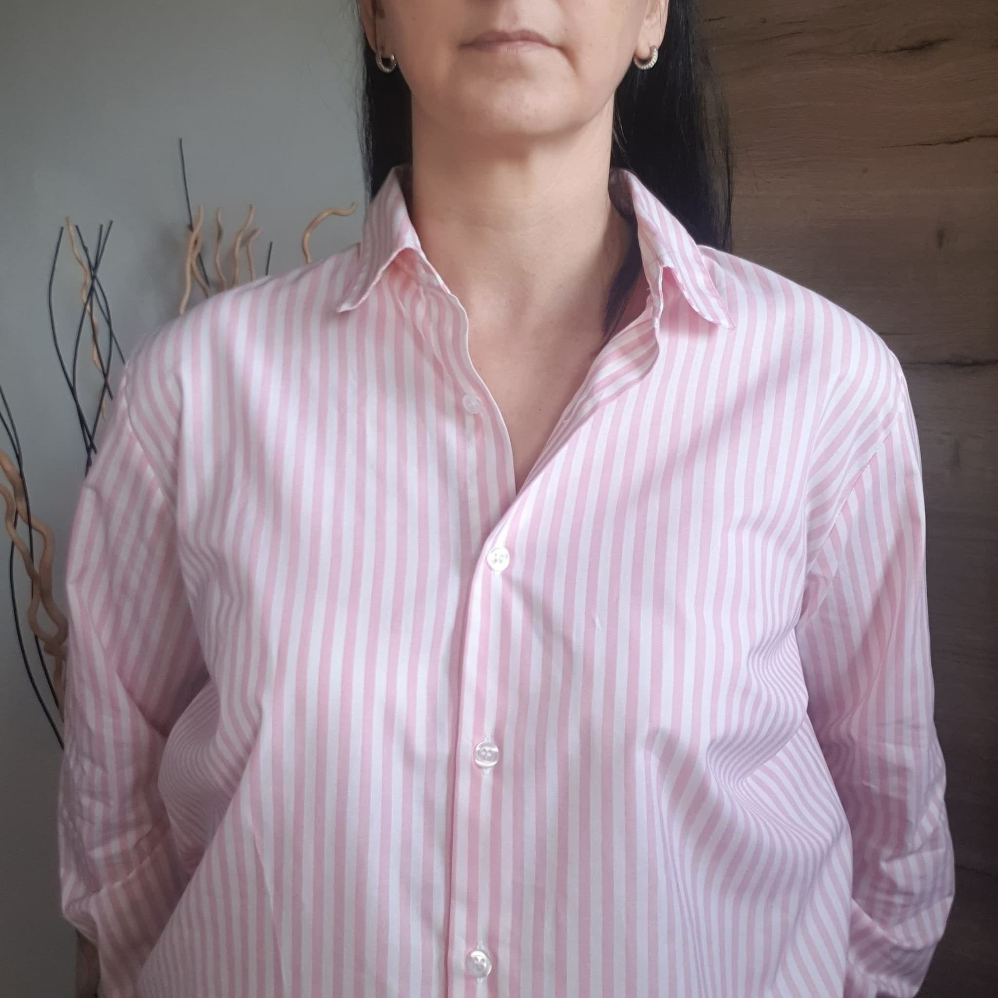 Détail rayures et boutons blanc nacré sur chemise Love by MD
