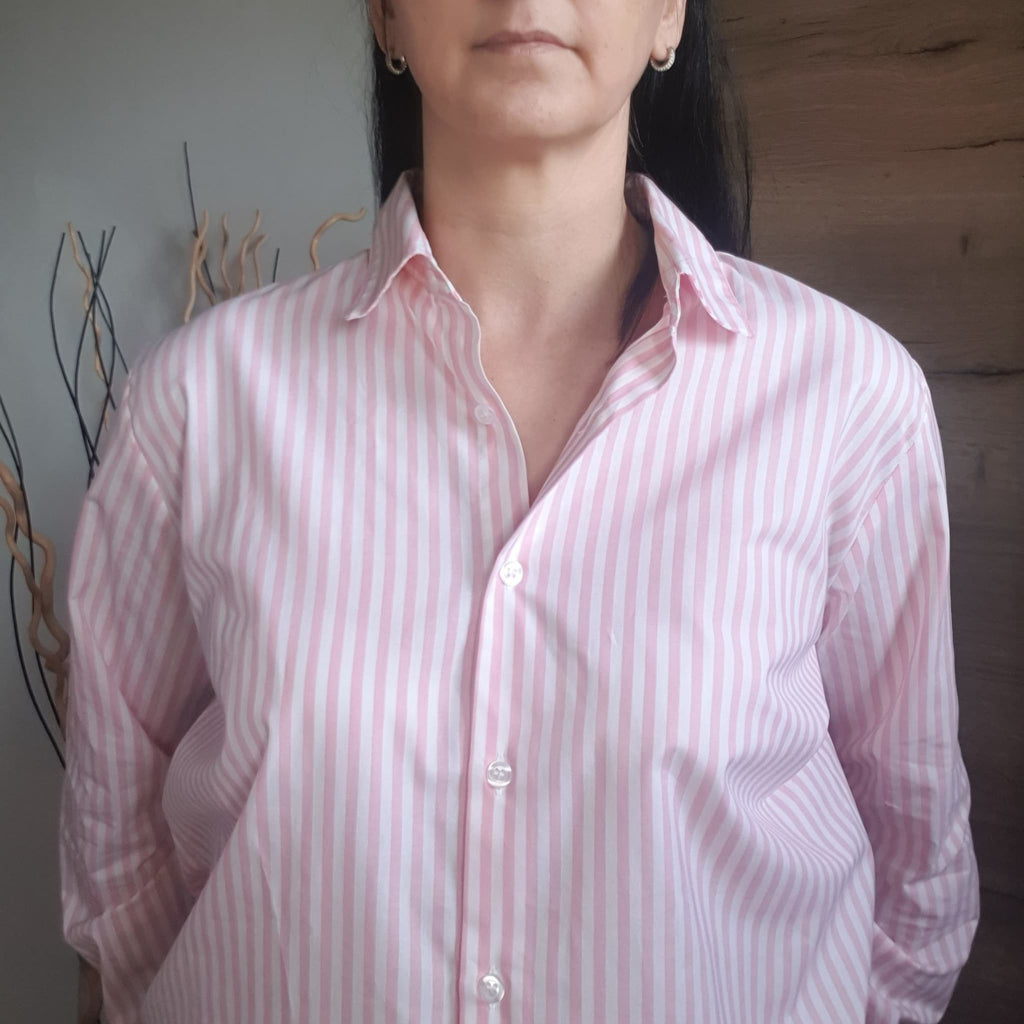 Détail rayures et boutons blanc nacré sur chemise Love by MD