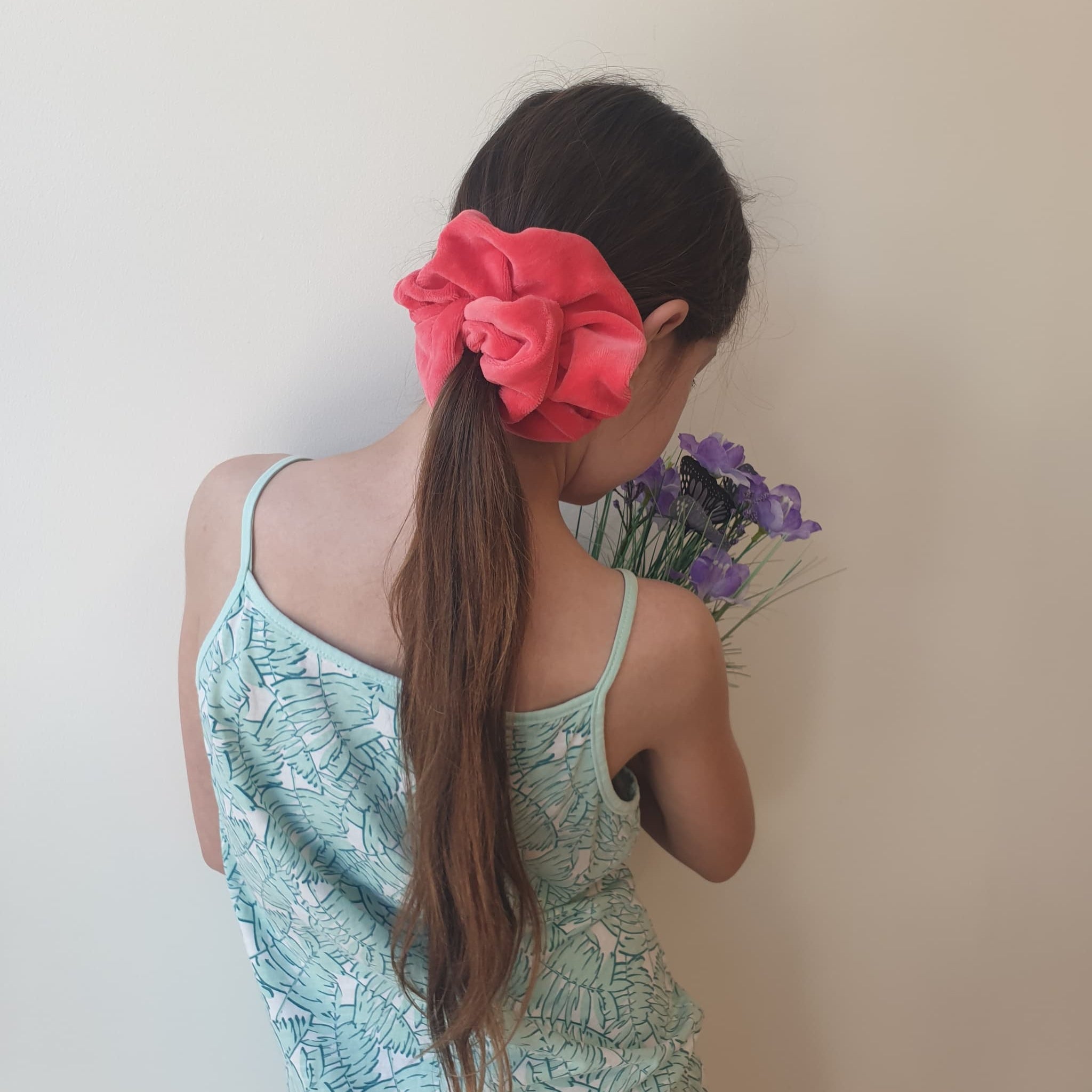 Chouchou pour cheveux - velours uprcyling - Vue portée - love by md