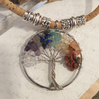 Zoom pendentif arbre de vie coloré pierre - creation artisanale - alsace