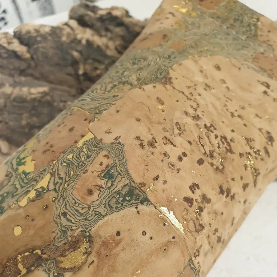 Étui à lunettes en liège doré– étui souple 18x8,5 cm