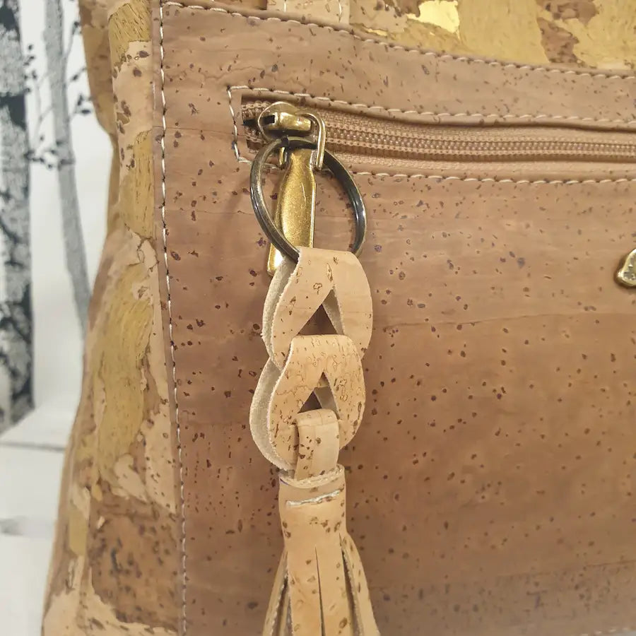 Sac à main en liège avec tirette frontale – détail avant