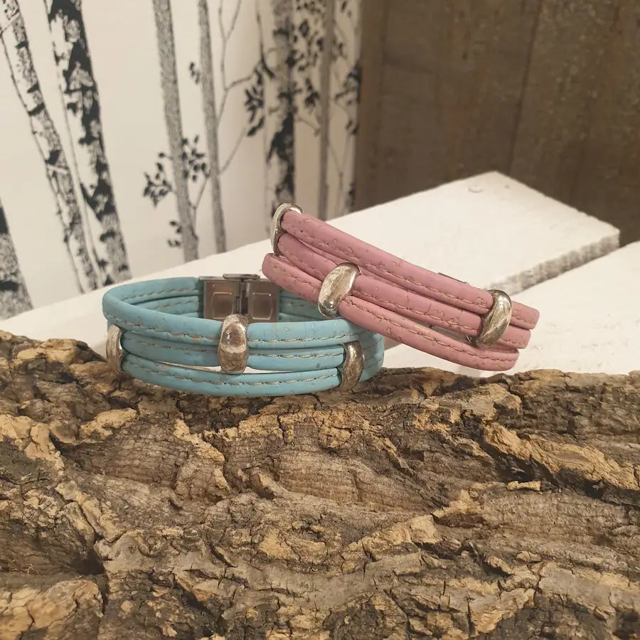 BRACELETS ROSE ET  BLEU EN LIEGE