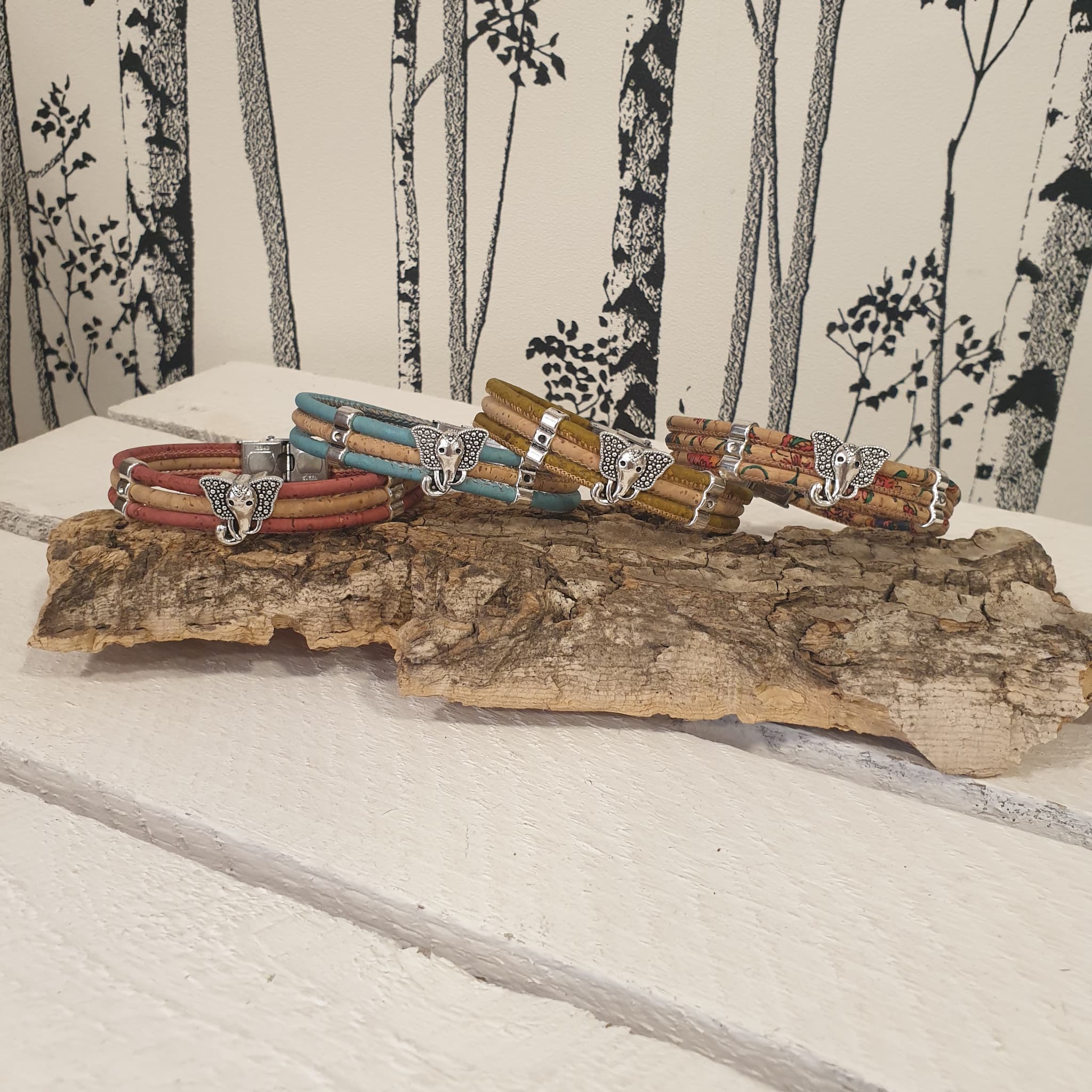 Bracelet Eléa en liège avec éléphant