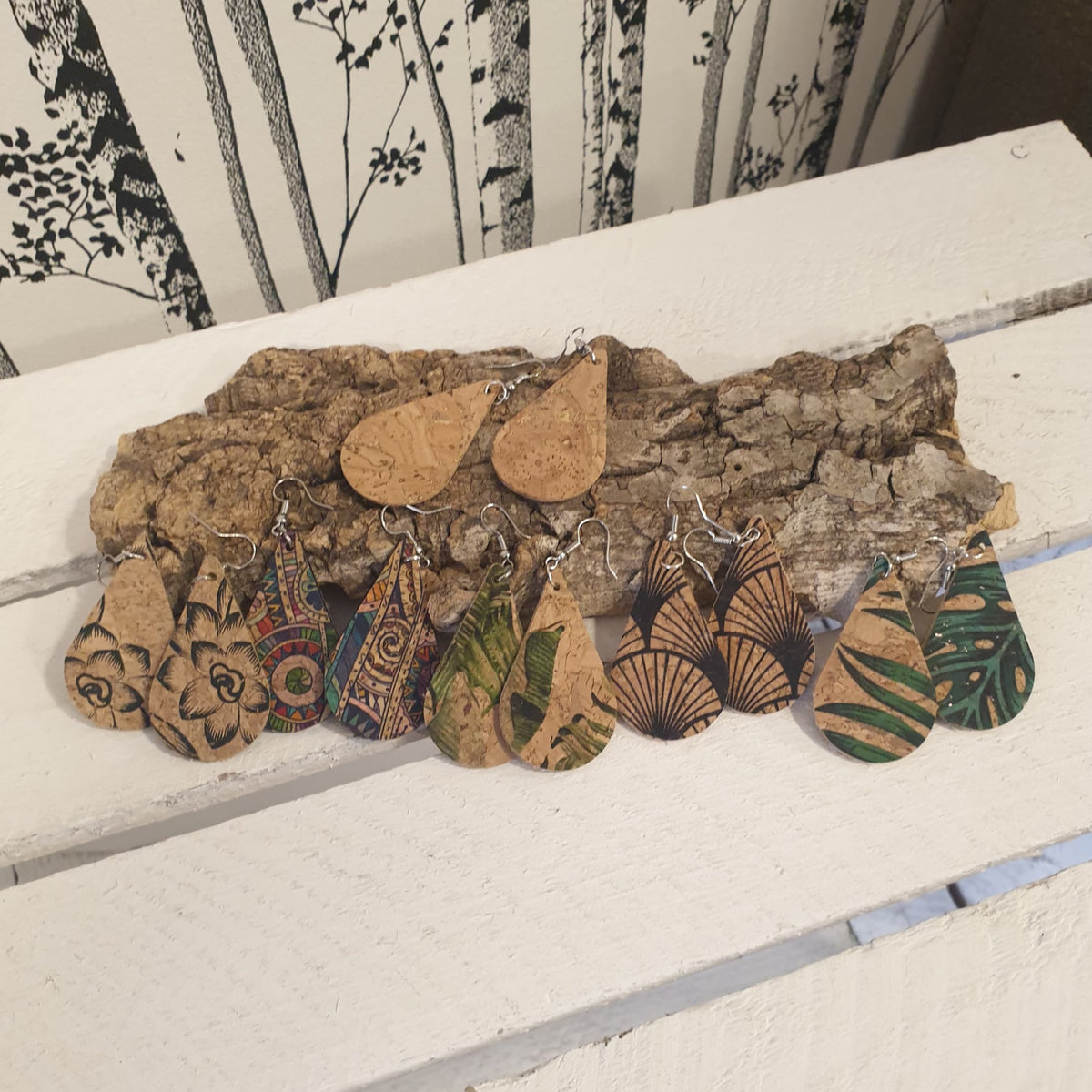Boucles d'oreilles en liège - création artisanale alsace