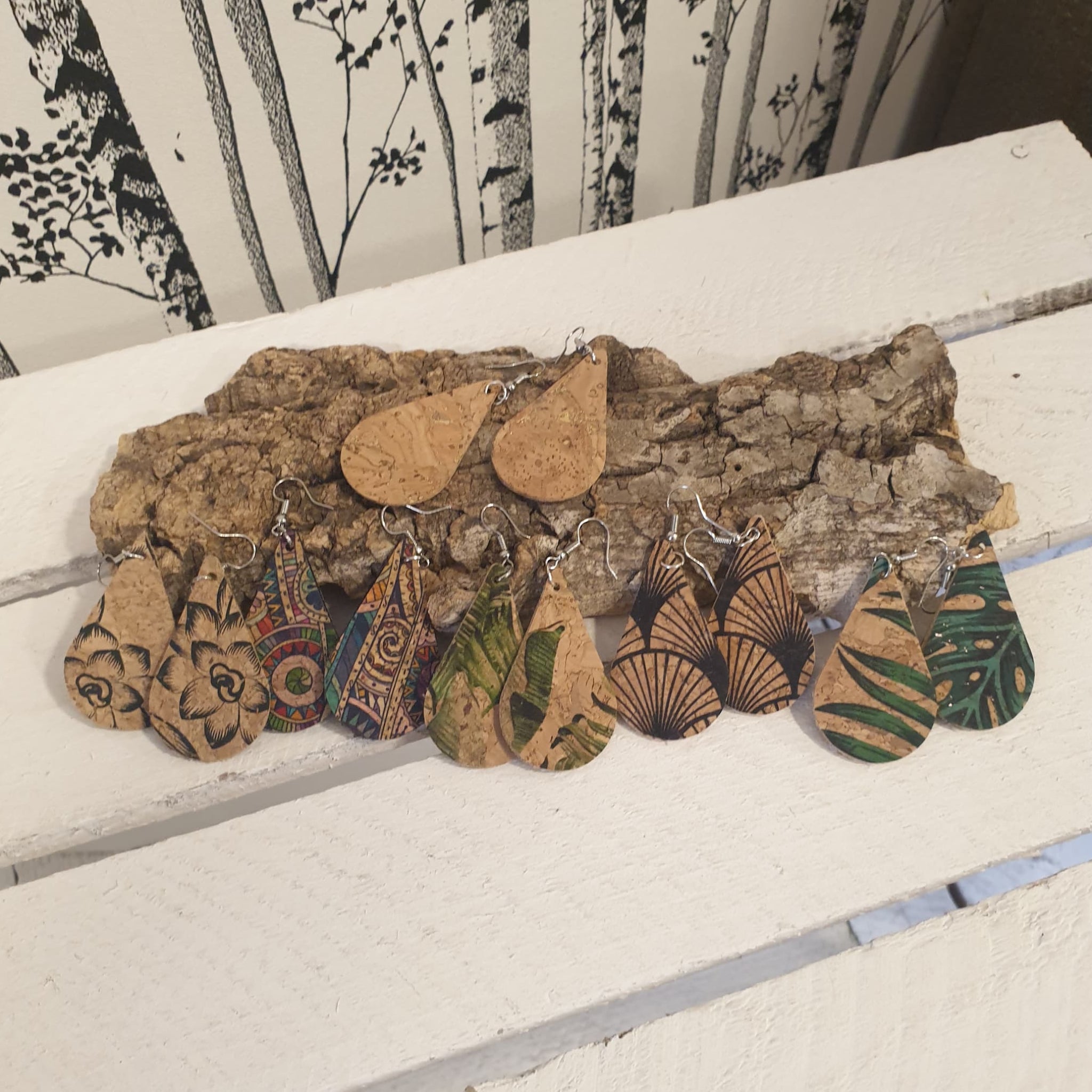 Boucles d'oreilles en liège - création artisanale alsace