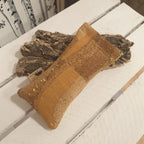 Étui à lunettes en liège naturel, marron, orange et doré – vue de face