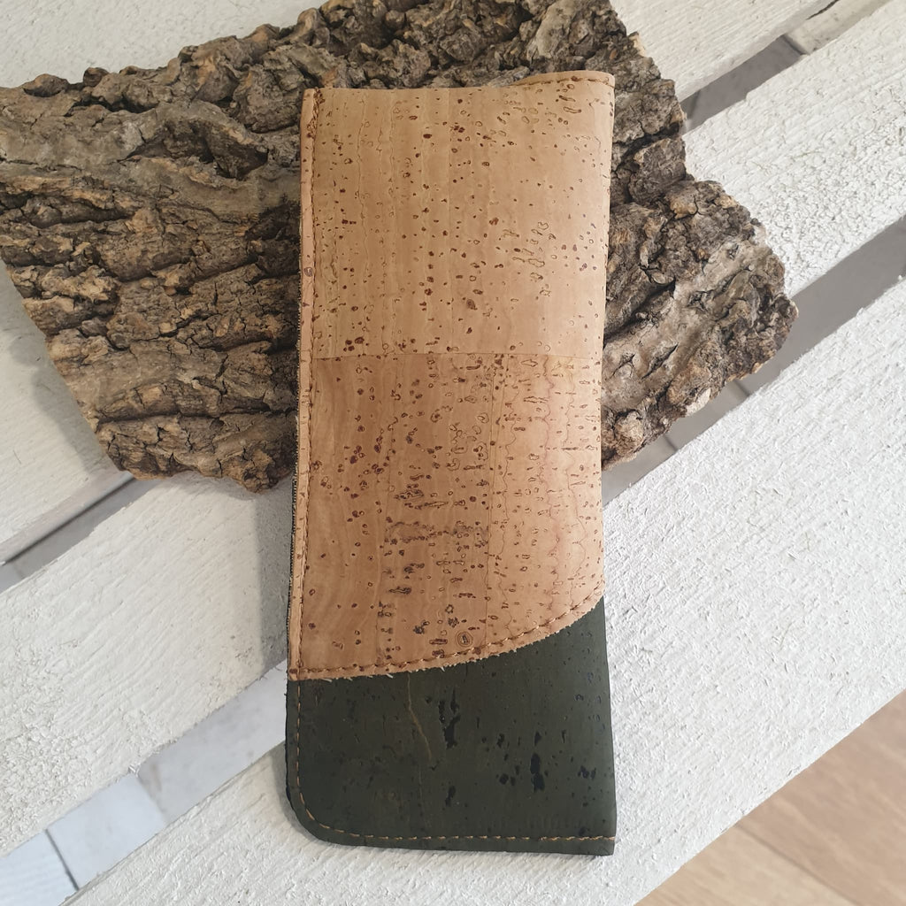 Protège lunettes liège vert kaki - vue de derrière