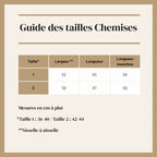 Guide des tailles des chemises love by md