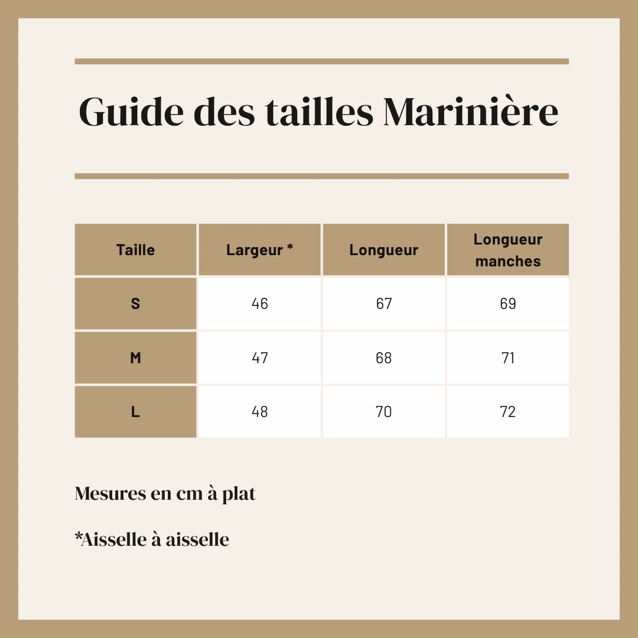 Guides es tailles des marinières manches longues S - M - L - Love by md
