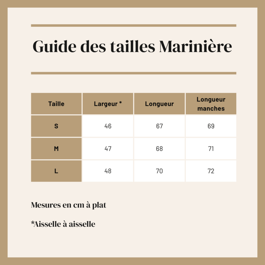 Guide des tailles marinières - S - M- L - Love by MD