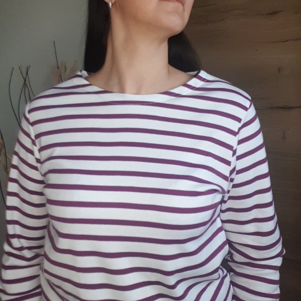 Détail marinière prune upcylcées - love by md