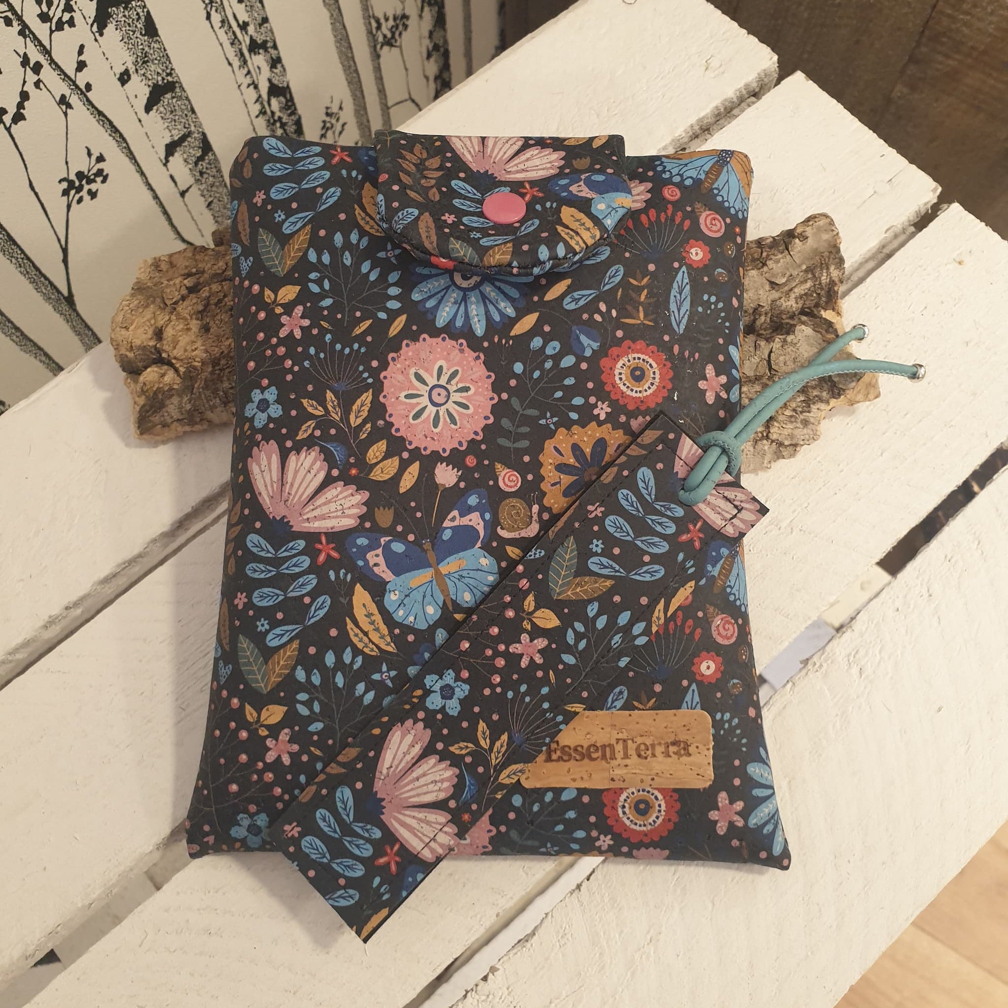 Pochette à livres avec marque page en liège - made in alsace
