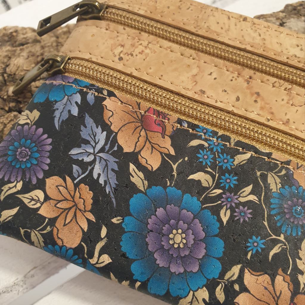 Zoom détail liège imprimé - porte-monnaie artisanal