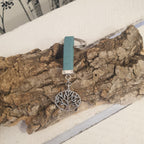 Porte-clés en liège plat bleu pastel - arbre de vie - alsace