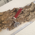 Porte-clés en liege plat bordeaux - arbre de vie - alsace