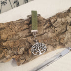 Porte-clés en liège plat vert - arbre de vie - alsace