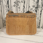 Sac cartable Lioréa en liège naturel et marron avec touches de bleu - vue de derrière