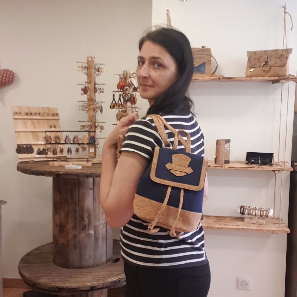 Sac à dos - tissus et liège - vue portée