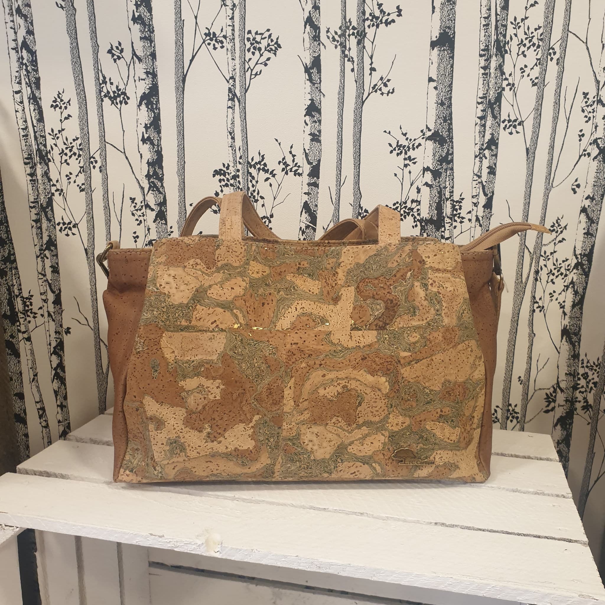 Sac à main Aureva en liège vert avec bandoulière réglable