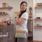 sac liege bleu pastel - vue portee