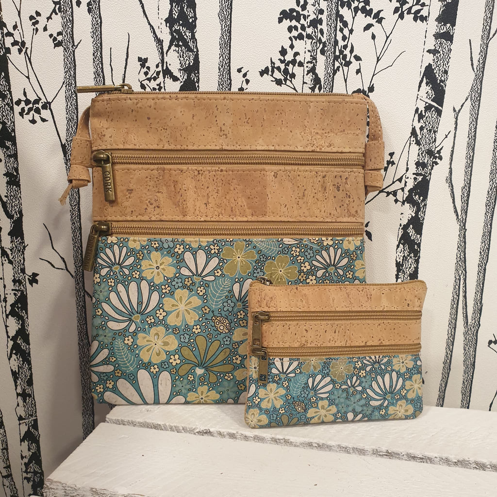 Sac liège imprimé floral avec porte-monnaie assorti - vue d'ensemble - alsace