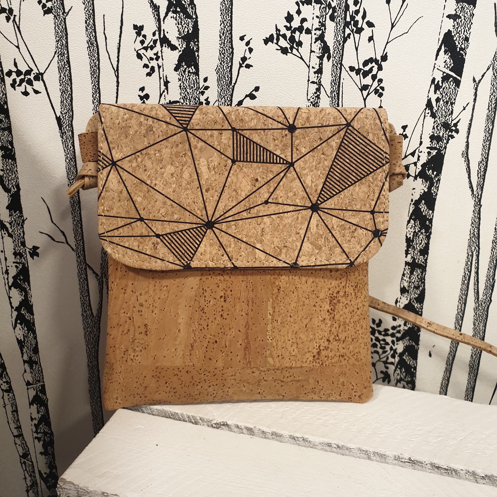 Sac liège géométrique - made in portugal - Alsace - vue de devant