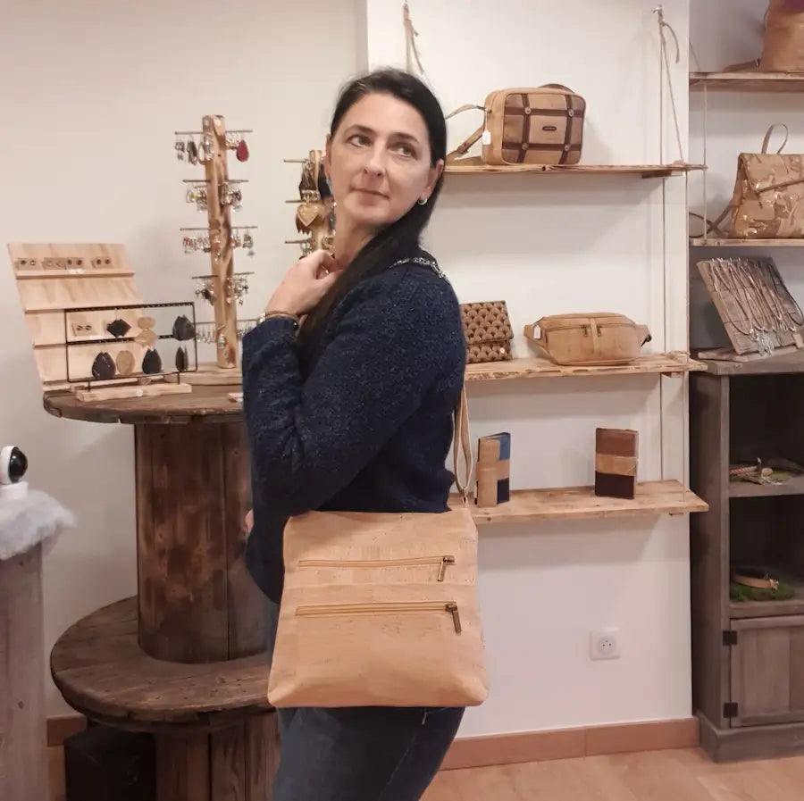 SAC BANDOULIERE NATUREL VEGAN PORTE