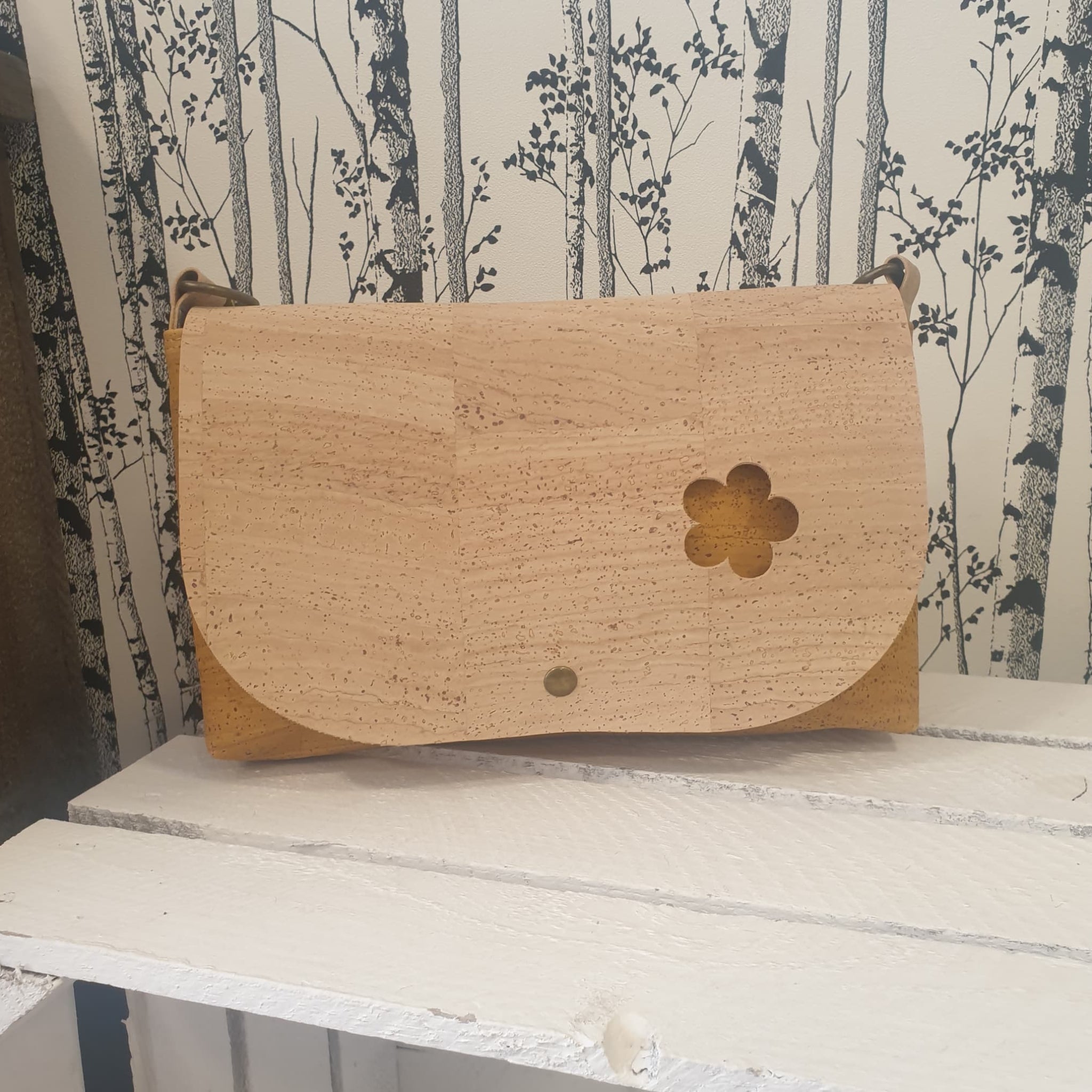 Sac vegan - liege jaune et naturel - vue de devant