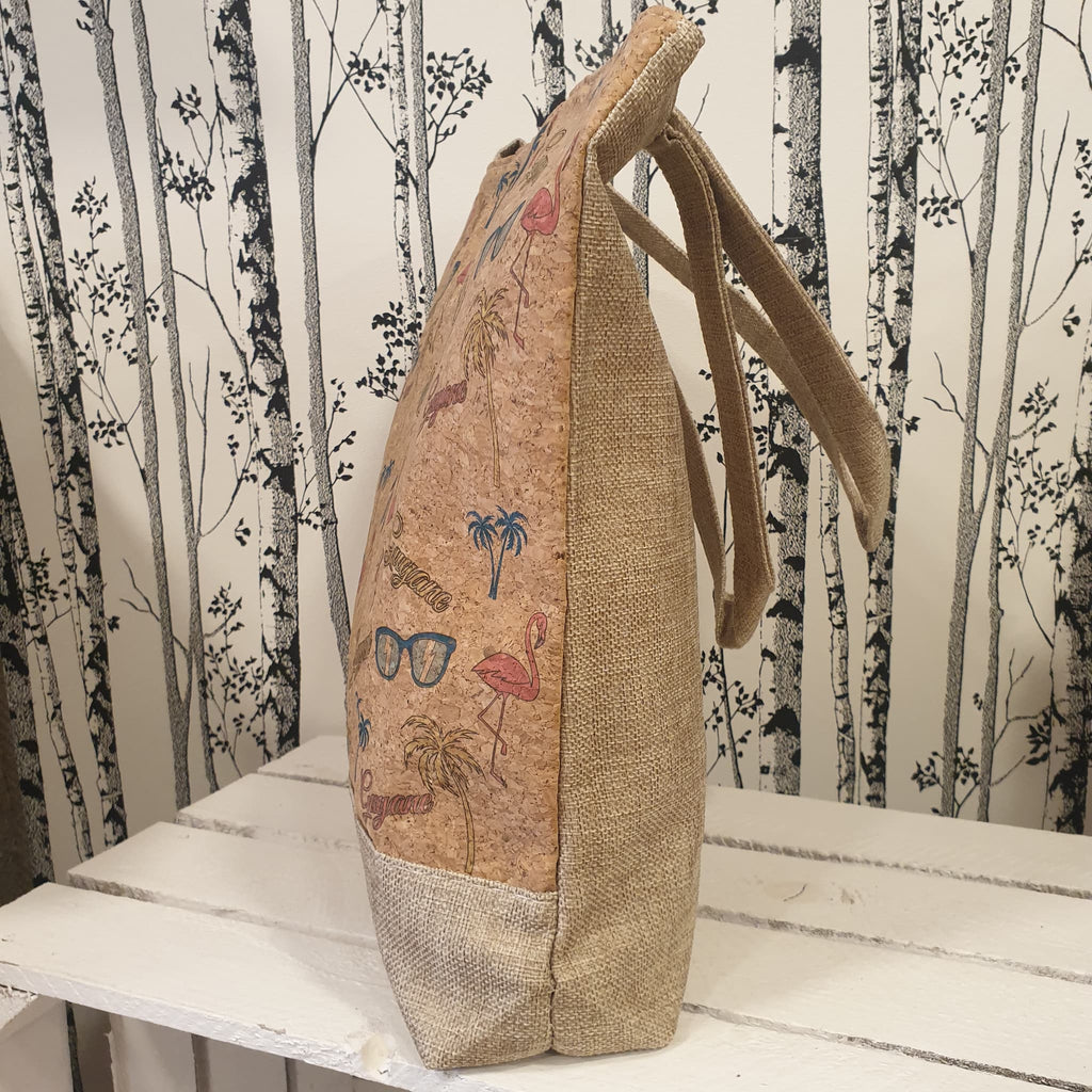 Tota bag tissus et liege imprimé lunettes et palmier - vue de côté
