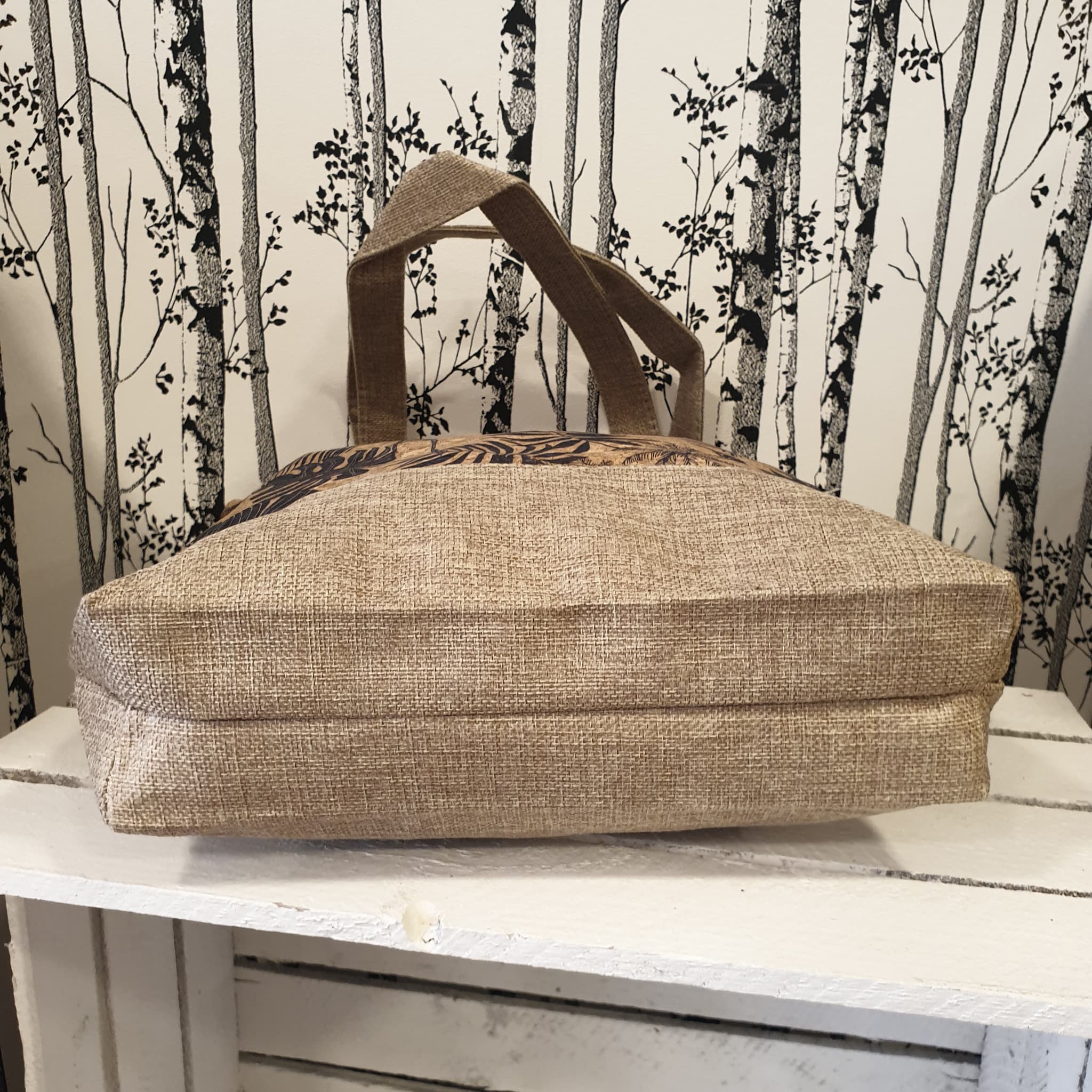 Sac cabas Sylvara en liège naturel et textile tissé - Vue de dessous